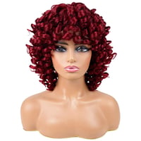 PORSMEER Rövid Vörös Afro Paróka Göndör Frufruval - Halloween, Cosplay Jelmezekhez 5