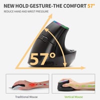 Delux M618DB ergonomikus vezeték nélküli függőleges egér, újratölthető, csendes, fekete 2