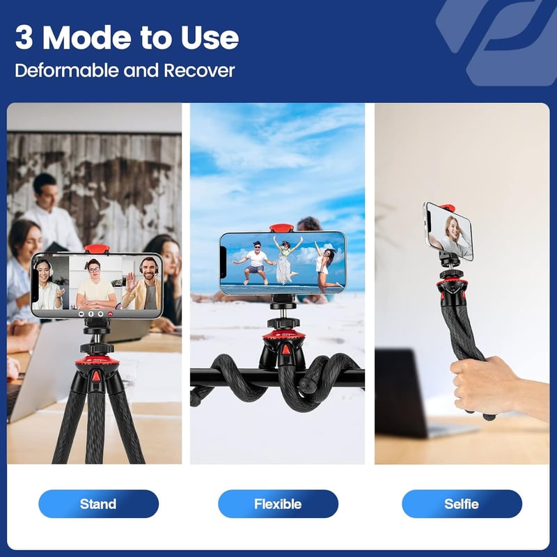Fotopro 3 az 1-ben flexibilis szelfibot, állvány és telefontartó iPhone-hoz és kamerákhoz