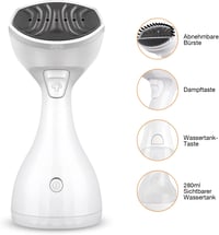 HOMEASY 1500W Kézi Gőzölő - Gyors Felmelegedésű Fehér Ruhagőzölő 280ml Tartállyal 5