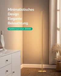 EDISHINE Set de 2 lampadare LED, Auriu, Lampă de colț minimalistă, 146 cm, Cu intensitate reglabilă, 3000K Alb Cald, Comutator de picior, Pentru living, Dormitor 6