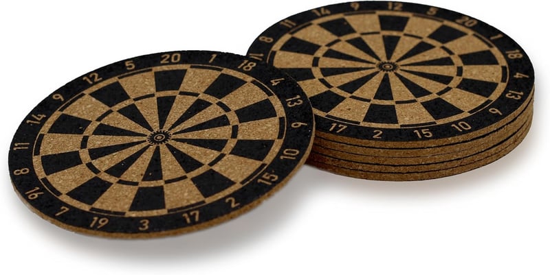 Bull's-Eye Darts Parafa Poháralátét Szett 6 db - Dartábla Mintás Üveg- és Bögrealátét