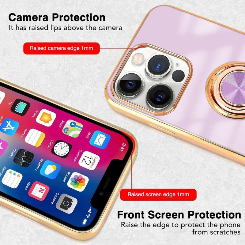 iPhone 13 Pro Rosegold-Lila Mágneses Gyűrűs Matt Szilikon Védőtok