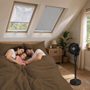 Paket za hladno potkrovlje: sjenilo za prozor + tihi ventilator + 2 pamučne jastučnice