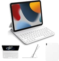 HOU Slim Bluetooth Billentyűzetes Tok iPad 11. és 10. Generációhoz - Fehér QWERTZ Műbőr Védőtok Ergonomikus Szöggel, Mágneses Rögzítéssel 7