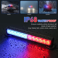 Dinfu 12" LED Figyelmeztető Fénysor - Kék-Piros Villogó Vészjelző Lámpa 14 Üzemmóddal - Autó, Teherautó, Traktor Kompatibilis - 12V Szivargy 6