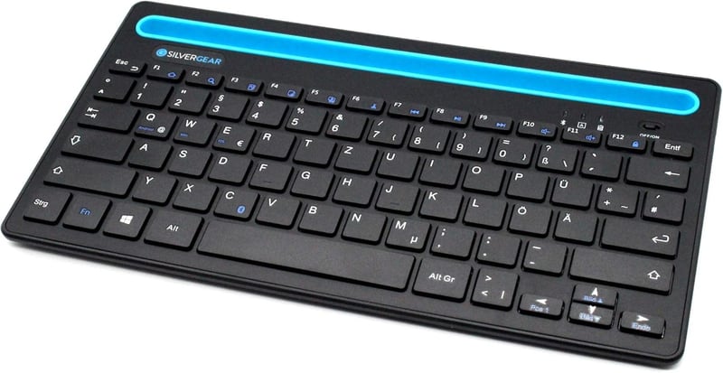 Silvergear vezeték nélküli billentyűzet telefon- és tablettartóval, QWERTZ, fekete