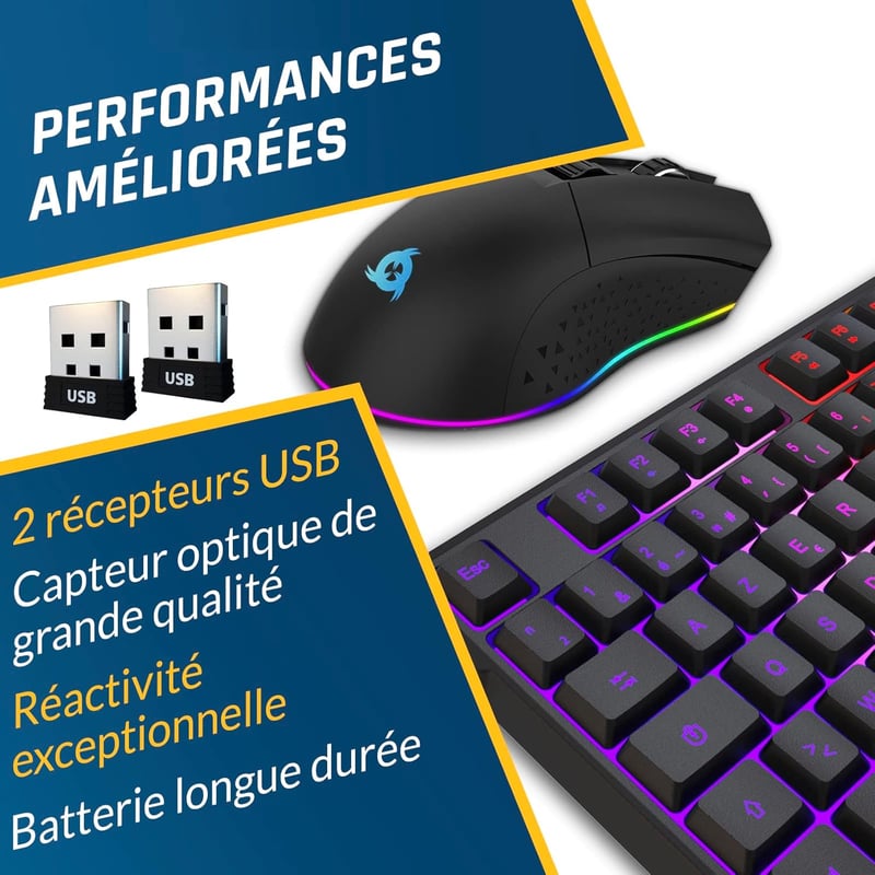 KLIM Blaze & Chroma vezeték nélküli RGB gamer billentyűzet és egér szett - ergonomikus, tartós akkumulátor, PC/Mac/PS4/PS5 kompatibilis