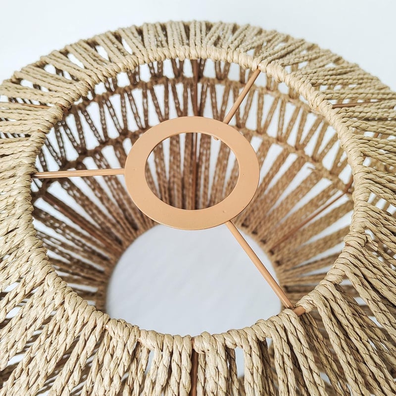 MagiDeal Fonott Papír Lámpaernyő 30x19cm - Kerek Függőlámpa Búra Nappali, Étkező, Hálószoba Dekorációhoz - Klasszikus Rusztikus Stílus - Vil