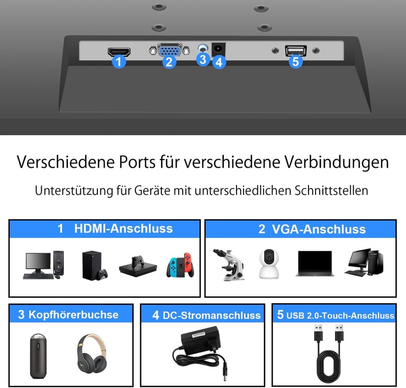 Pisichen 21,5" Érintőképernyős Monitor - Full HD 1920x1080 Felbontás, 10-Pontos Multi-Touch, HDMI/VGA Csatlakozás, Beépített Hangszórók, Sze