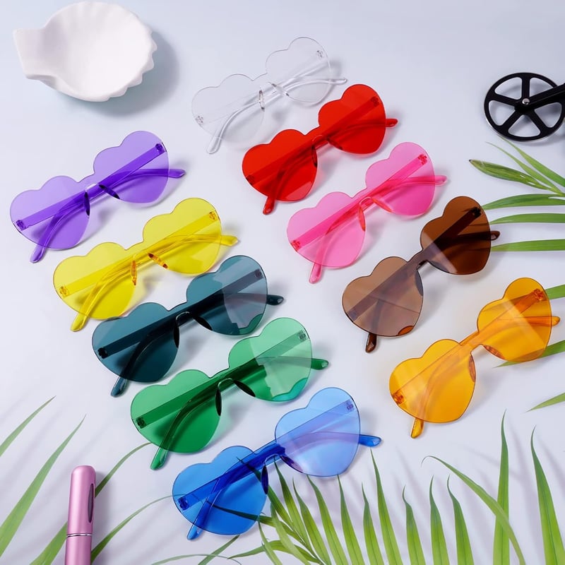 Flintronic Színes Szív Alakú Parti Szemüveg 10 Pár - Hippie Stílusú Jelmez Kiegészítő