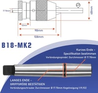 Gyorsbefogó tokmány B18 1-16mm + MK2 kúpos szár, precíziós fúrótokmány esztergához 2