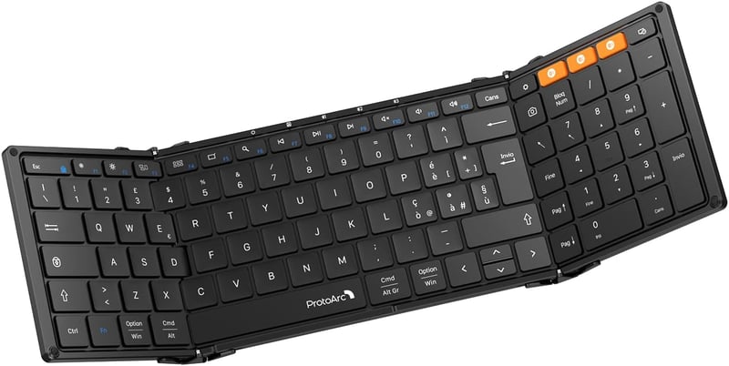 ProtoArc XK01 Összecsukható Vezeték Nélküli Billentyűzet - Olasz Kiosztás, Hordozható, Kompatibilis Android, Windows, iOS Eszközökkel, Feket