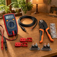 Set za električare: digitalni multimetar + kabel za napajanje + kliješta za krimpanje + 2x DC prekidač 1