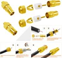 KUOQIY 10 db Aranyozott TV Koaxiális Csatlakozó Készlet - 5 Aljzat és 5 Dugó Adapter RF Antenna Kábelekhez 4