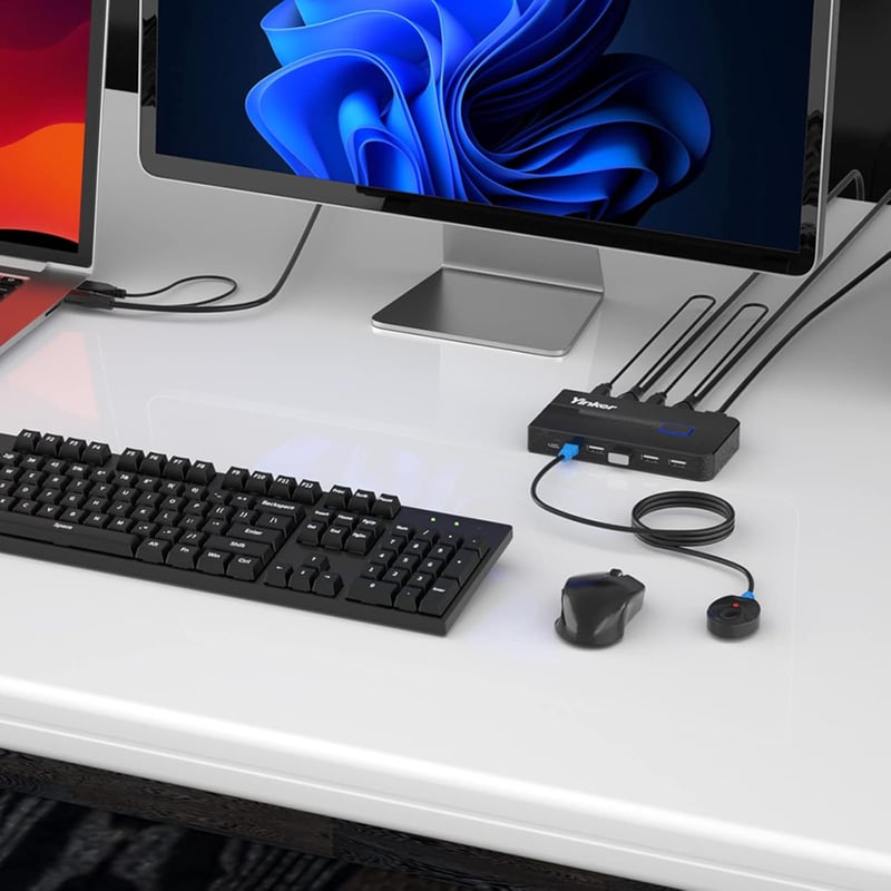 Yinker 3m HDMI KVM Kábel - USB A-B Csatlakozókkal, 4K@60Hz Felbontás, Aranyozott Csatlakozók, PC Kompatibilis, Fekete