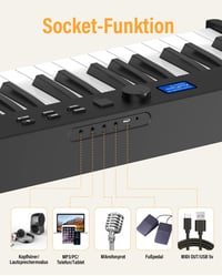 OYAYO 88 Billentyűs Összecsukható Digitális Zongora - Félsúlyozott Billentyűk, Bluetooth, MIDI, 128 Ritmus és Hangszín, Kezdőknek 7