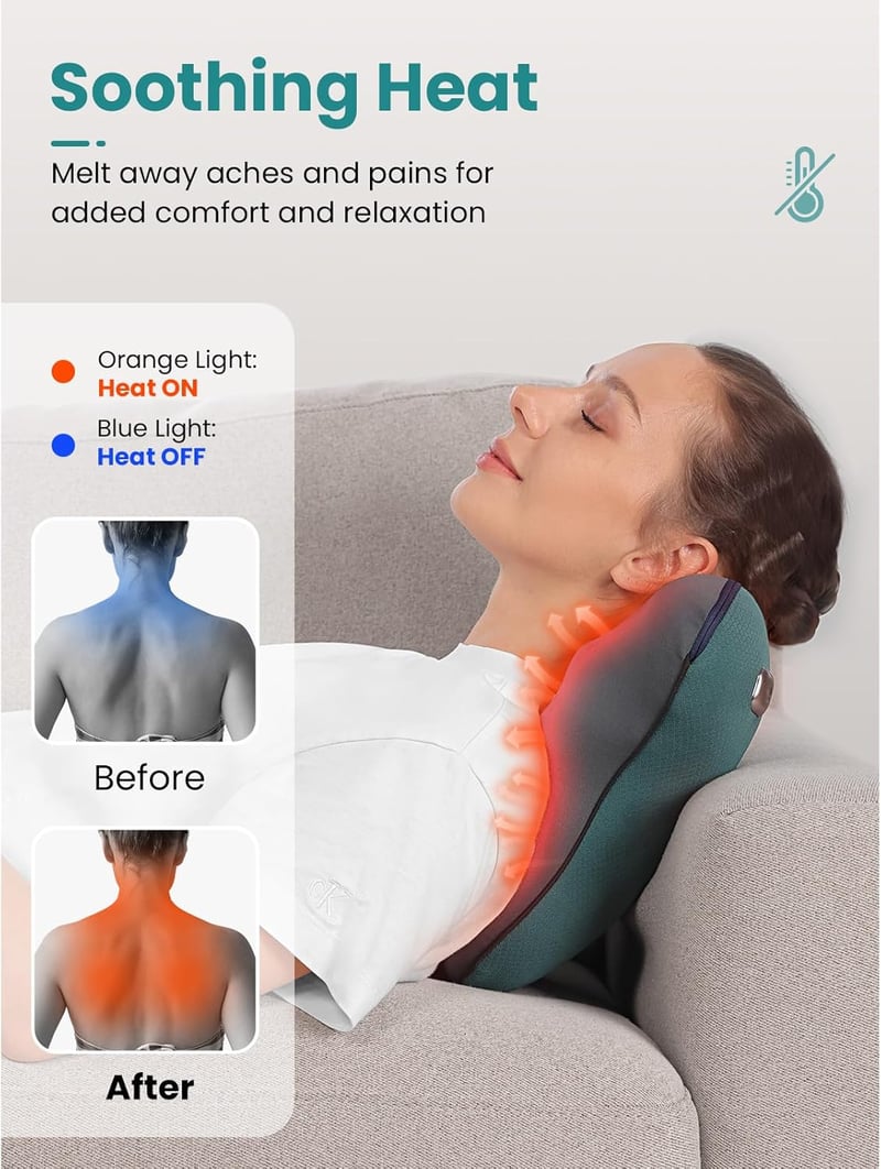 BOB AND BRAD EZBack Elektromos Hátmasszírozó Fűtéssel, Shiatsu 3D Gyúró Nyak Masszázsgép, Izomfájdalom Enyhítő Párna Hátra Nyakra Lábra