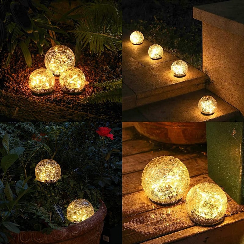 Kizozo 12cm-es Kerti Napelemes Gömblámpa, 2db IP55 Vízálló, 30 LED-es Meleg Fehér Kültéri Talajlámpa