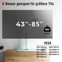 AOKCOS TV Állvány 1130 mm 43-75-85 Colos Televíziókhoz - Dönthető, Forgatható, Állítható Magasságú Univerzális Tartó, VESA 600x400mm, 50kg T 8