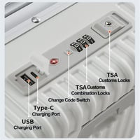 LANMOU Alumínium Keretes Kemény Héjú Bőrönd 20" - Kézi Poggyász USB Porttal, Pohártartóval, 4 Kerekű Utazóbőrönd TSA Zárral, 56 cm, Fehér 2