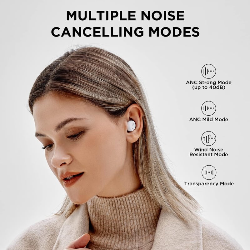 1MORE ComfoBuds Mini Hibrid Zajszűrős Fülhallgató, Bluetooth 5.2, Sztereó Hangzás, 4 Mikrofon, Vezeték Nélküli Töltés, Vízálló, Tiszta Hívás