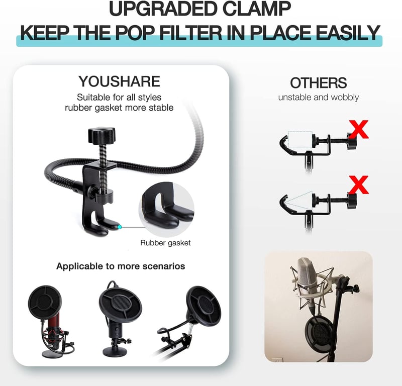 YOUSHARES 6 rétegű pop filter Blue Yeti és más mikrofonokhoz