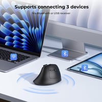 seenda Ergonomikus Vezeték Nélküli Egér Hangerőszabályzóval - Többeszközös Bluetooth/USB Vertikális Egér PC, MacBook, Tablet Használatra - F 4