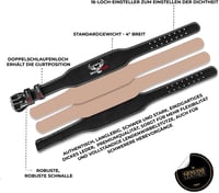 BEAST RAGE Bőr Súlyemelő Öv - 4" Párnázott Edzőtermi Derékszorító Testépítéshez, 10 Állítható Lyukkal, Fekete, S-es Méret 4