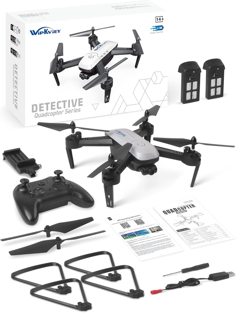 Wipkviey T6 Drón 1080p HD Kamerával, WiFi FPV Kezdőknek, 2 Akkumulátorral, 30 Perces Repülési Idővel, Gravitációs Szenzorral, Fejnélküli Mód