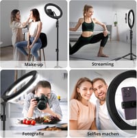 ATUMTEK 10 hüvelykes LED körfény állvánnyal és telefontartóval, Bluetooth távirányítóval, TikTok és YouTube videókhoz 7