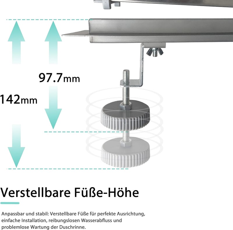 Rozsdamentes AICA zuhanyfolyóka 80 cm, csempézhető 2in1 padlóösszefolyó szett