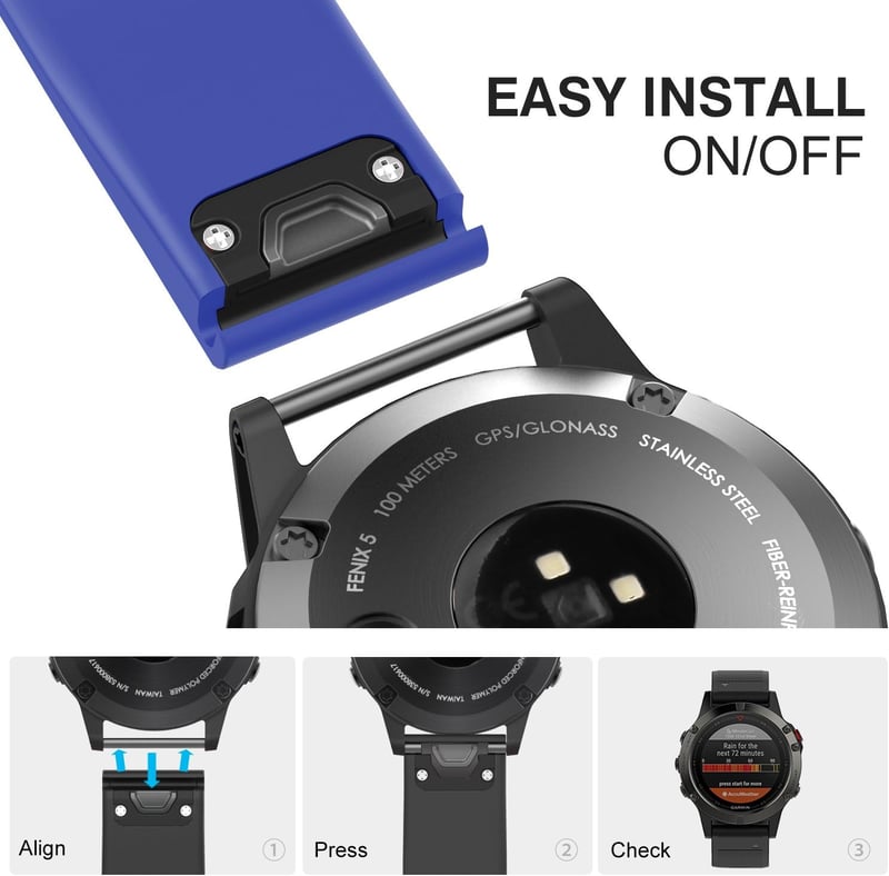 MoKo 22mm Szilikon Óraszíj Garmin Fenix 5/6/7, Forerunner 935/945/955/965, Approach S60/S62/S70 Okosórákhoz - Gyorscsatlakozós Csuklópánt, K