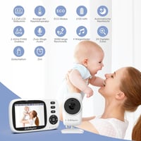 Babystar Baba Figyelő Kamera 3,2" HD Kijelzővel - Vezeték Nélküli, Éjjellátó, Hőmérséklet Figyelés, Kétirányú Hang, ECO Mód, 2100 mAh Akkumu 2