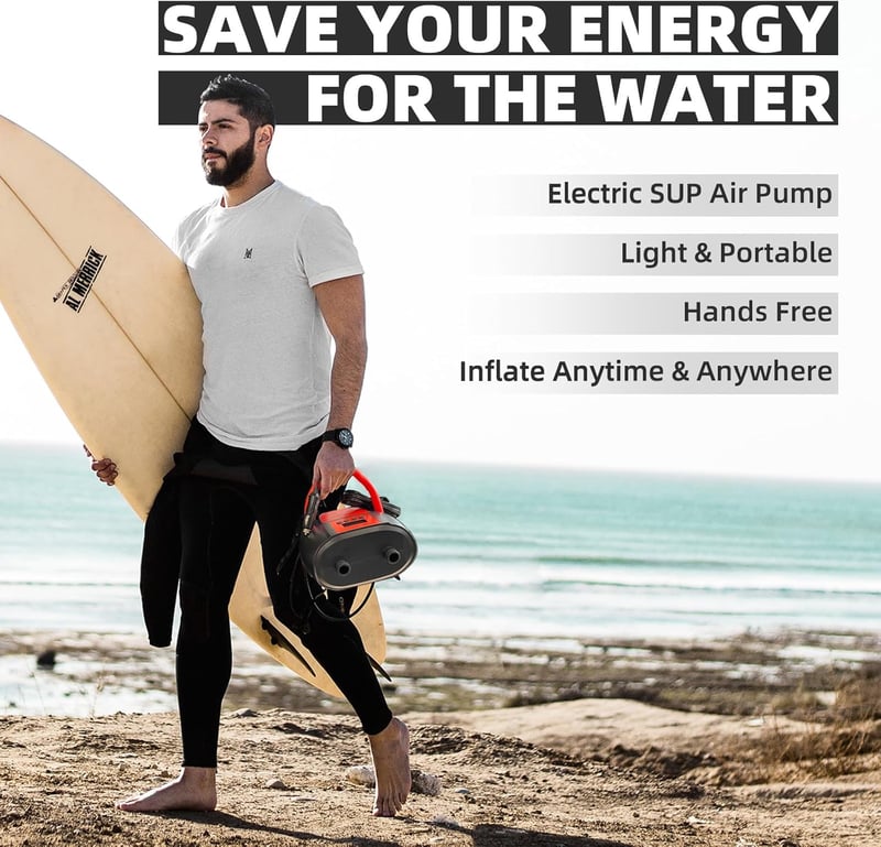 Elektromos SUP pumpa 20PSI - Hordozható, kétfokozatú, LCD-s felfújó narancssárga