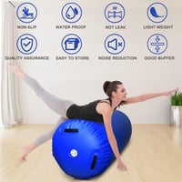 Home U Felfújható Léghengerű Tornaszőnyeg - Kék PVC Jóga és Gimnasztikai Légpárna Pumpával, 120x90 cm - Fitness és Testformáló Edzésekhez 6