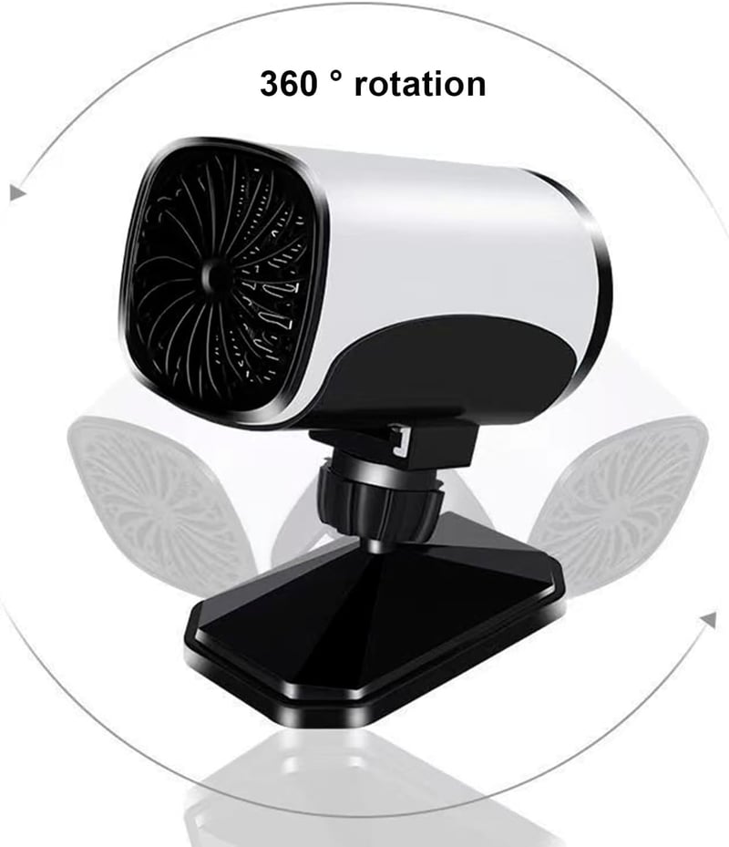 Sporgo 12V autós fűtőventilátor, 2in1 gyors páramentesítő és jégtelenítő, 360°-ban forgatható