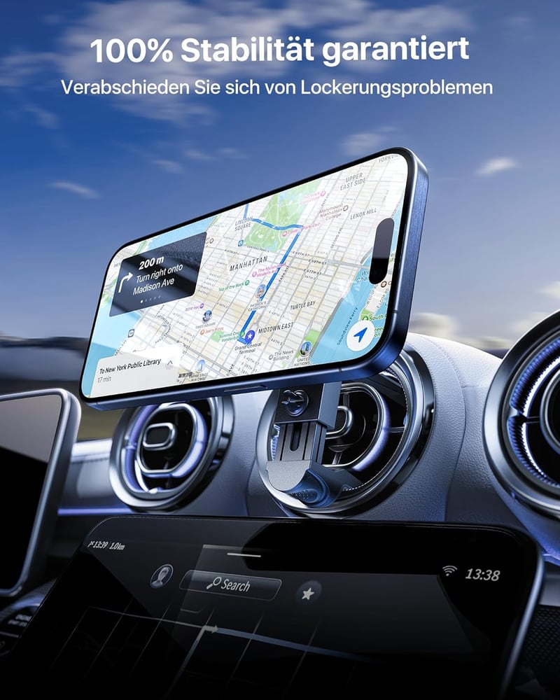 andobil MagSafe Mágneses Autós Telefontartó Kerek Szellőzőrácshoz - 20 Erős Mágnessel, Mercedes Benz, Audi Kompatibilis, 360° Forgatható, iP