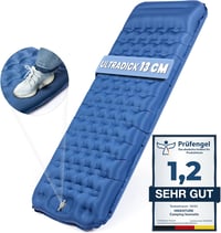 HIKENTURE Önfelfújó Kempingmatrac 13 cm Vastag, Párnával és Lábpumpával - Ultrakönnyű Túramatrac Kempingezéshez, Kiránduláshoz, 200x66 cm 1