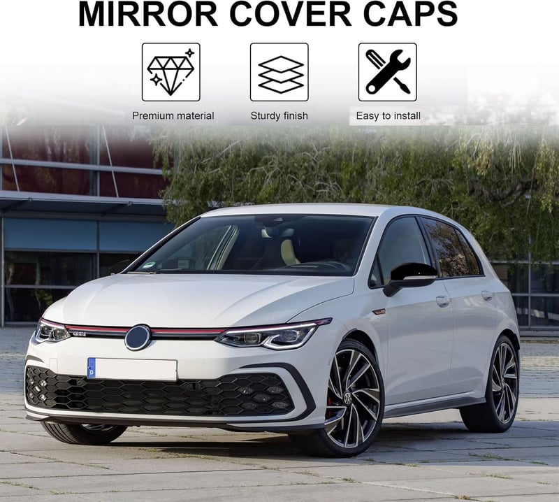 Car Tükör Borítás - VW Golf 8 MK8 (2019-2022) Kompatibilis Visszapillantó Tükör Burkolat Szett - Fekete Karbon Mintás ABS Műanyag - Könnyen