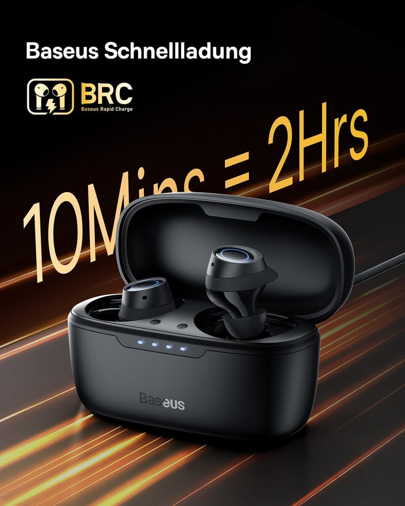 Baseus Bluetooth fülhallgató 48dB ANC, 140 óra üzemidő, IPX6 vízálló, 4 mikrofon