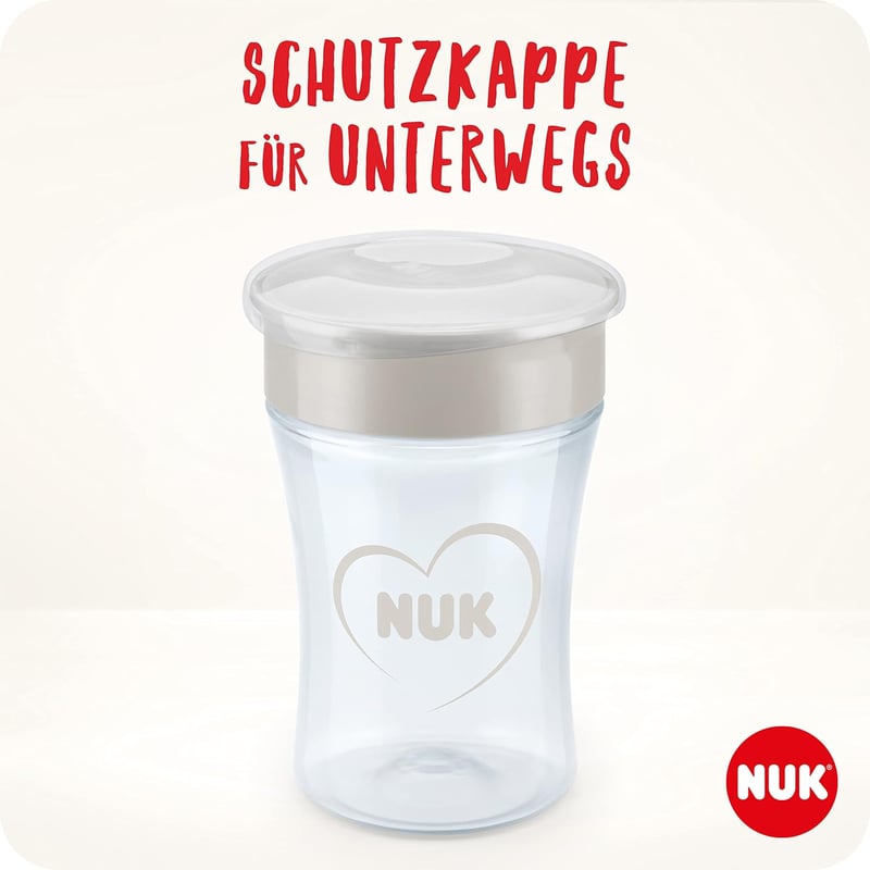 NUK Magic Cup Tanulópohár | 230 ml | Szivárgásmentes 360° Ivóperem | 8+ Hónapos Kortól | BPA-mentes | Piros | 2 db-os Csomag