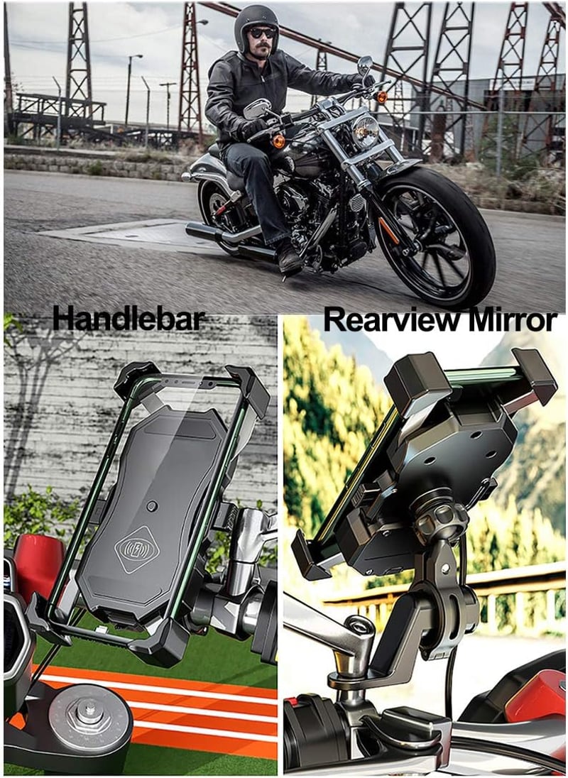 iMESTOU 15W Qi vezeték nélküli telefontartó motorkerékpárra, USB gyorstöltővel, 3,5-6,8" telefonokhoz