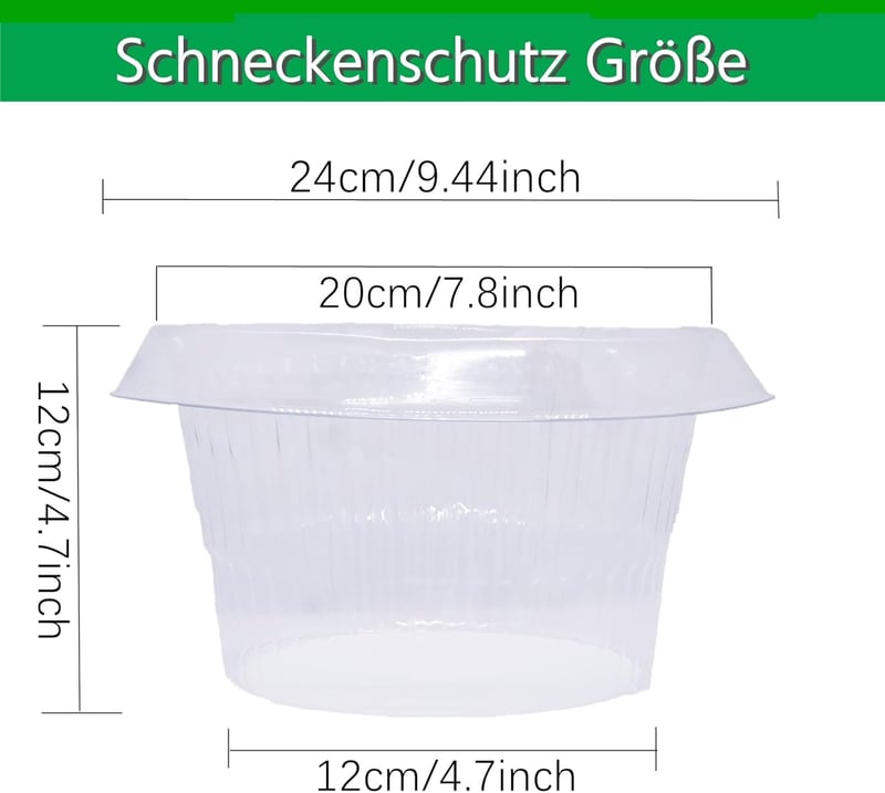 SMUJU Csigariasztó Gallér 12db - Átlátszó Csigavédő Gyűrű Növényekhez, 24 cm Átmérőjű Kertészeti Védőgyűrű Saláta és Káposzta Védelméhez