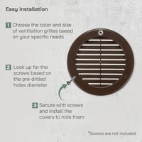 Vent Systems 100 mm Barna Kerek Szellőzőrács Rovarhálóval - Fali és Mennyezeti Szellőzőnyílás Fürdőszobába, Konyhába, Irodába, Garázsba 4