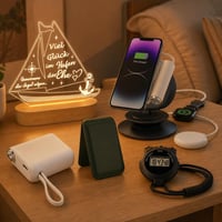 Nočný nabíjací set: powerbanka + stojan + MagSafe peňaženka + LED lampa + budík 1