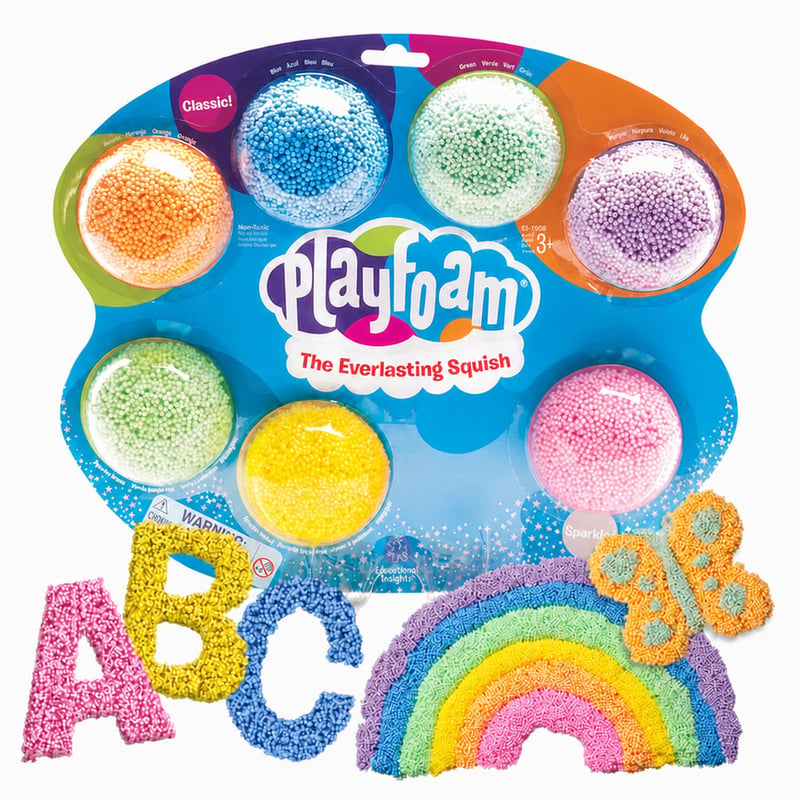 Sada modelovacej hmoty Educational Insights Playfoam v 8 farbách, senzorická kreatívna hračka pre deti od 3 do 6 rokov, súprava (jedna farba — sada 7 ks)