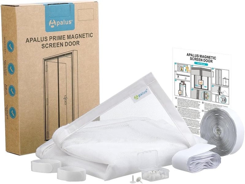 Apalus Prime Mágneses Szúnyogháló Ajtóra 100x210 cm - Átlátszó, Szakadásálló, Időjárásálló Rovarháló Erkélyajtóra Erős Mágnesekkel és 3,8 cm