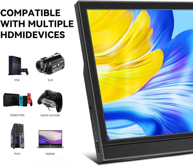 Thinlerain 11,6" Hordozható Monitor HDMI Csatlakozással - 1366x768 HD Kijelző Beépített Hangszórókkal Raspberry Pi kompatibilis