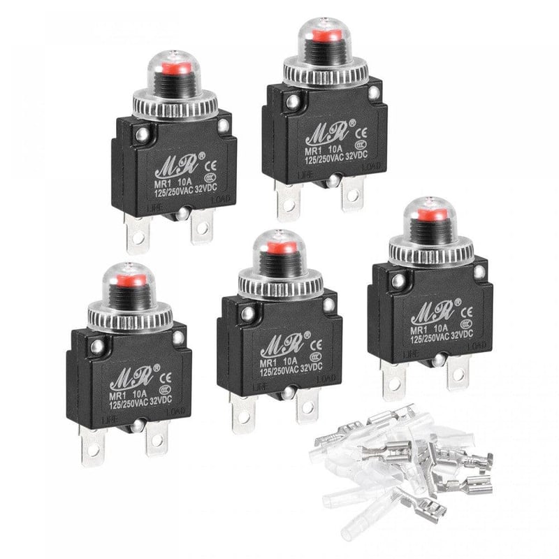 Túlterhelés Védő Biztosíték Szett 10A 125/250V AC 32V DC - 5 darabos